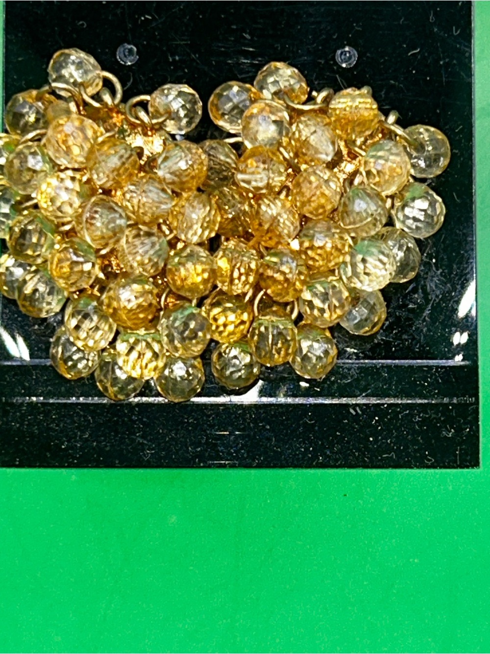 Vintage screw back Gold-Tone Beaded Cluster Earrings